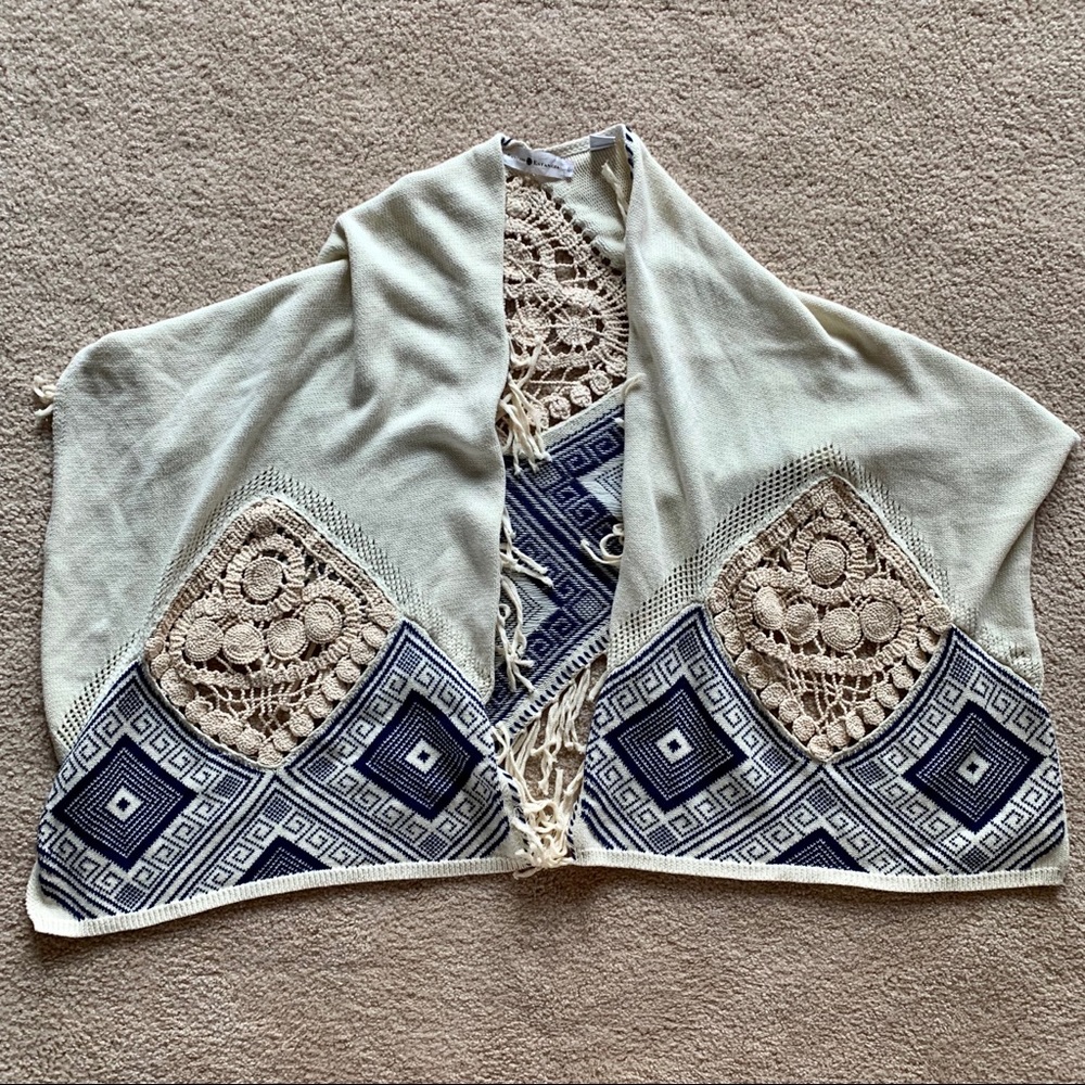 Boho knit and crochet shawl